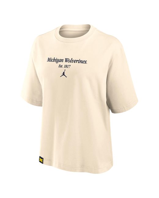 Nike Natural Michigan Established Tag Boxy Brand College T-Shirt