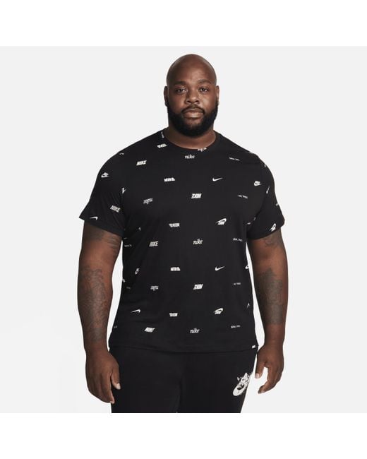 Nike Black Club Allover Print T-shirt for men
