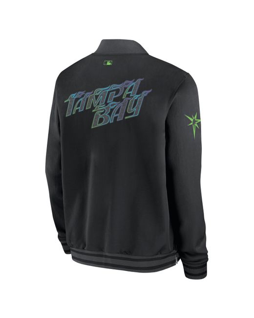 Nike Black Tampa Bay Rays Authentic Collection City Connect Game Time Mlb Full-zip Bomber Jacket for men