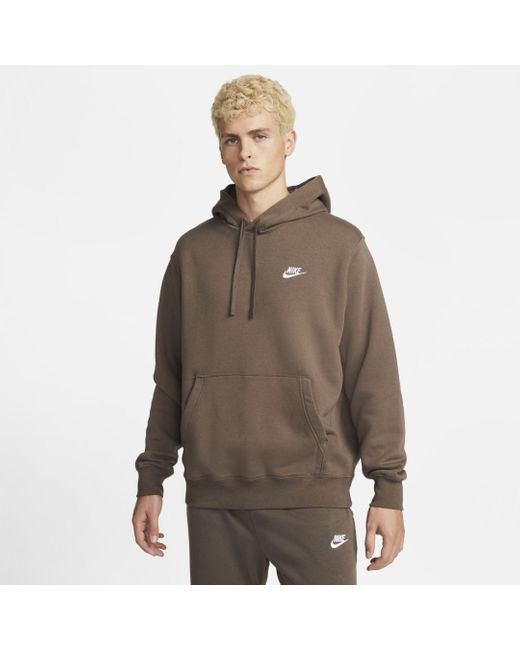 Nike Sportswear Club Fleece Pullover Hoodie in Brown for Men Lyst