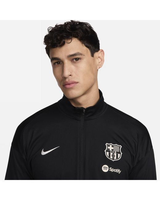 Nike Black F.C. Barcelona Strike Dri-Fit Football Knit Tracksuit for men