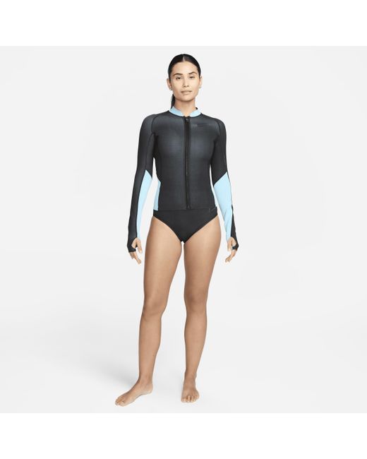 Nike Black Swim Fusion Long-sleeve Reversible Zip Shirt