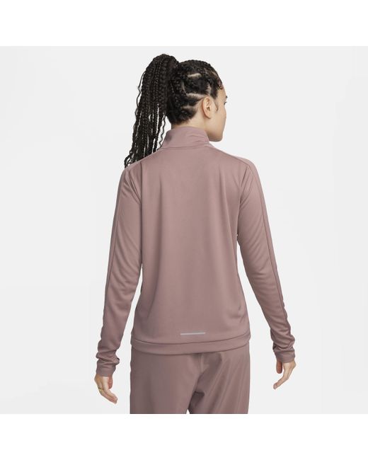 Nike Brown Dri-fit Pacer 1/4-zip Sweatshirt Polyester