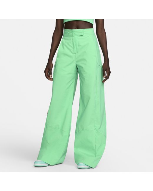 Nike Sportswear Collection High-waisted Wide-leg Woven Pants In Green,