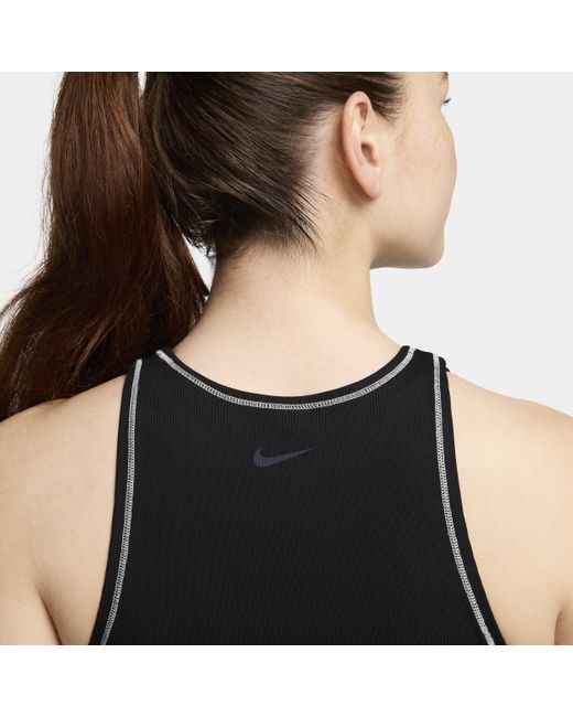 Nike Black One Fitted Dri-fit Ribbed Tank Top Polyester