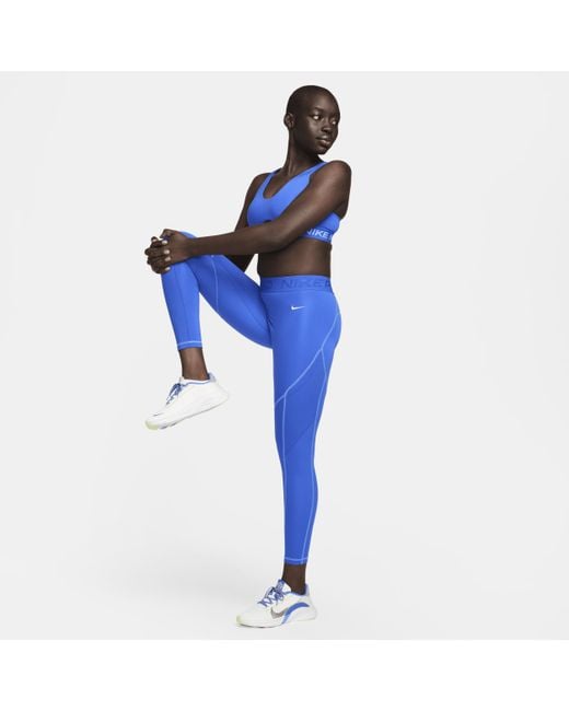 Nike Blue Pro Mid-rise 7/8 Leggings With Pockets