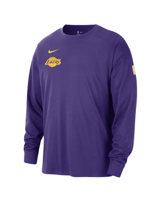 Nike Purple Los Angeles Lakers Courtside Nba Long-sleeve Max90 T-shirt Cotton for men