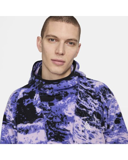 Nike Blue Acg "wolf Tree" Allover Print Pullover Hoodie for men