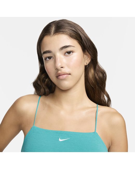 Nike Blue Sportswear Chill Knit Tight Mini-rib Cami Dress