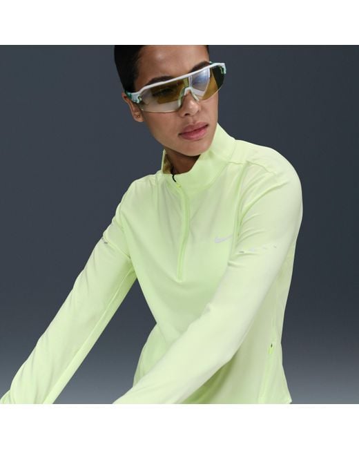 Nike Green Swift Dri-Fit Uv 1/4-Zip Running Top