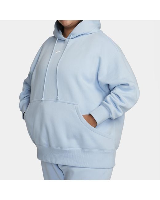 Nike Blue Sportswear Phoenix Fleece Oversized Pullover Hoodie (plus Size)