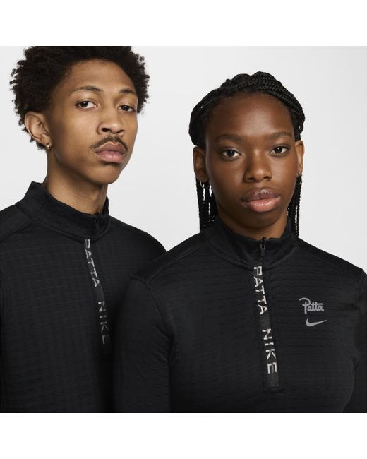 Maglia a manica lunga con zip a metà lunghezza x patta running team di Nike in Black da Uomo