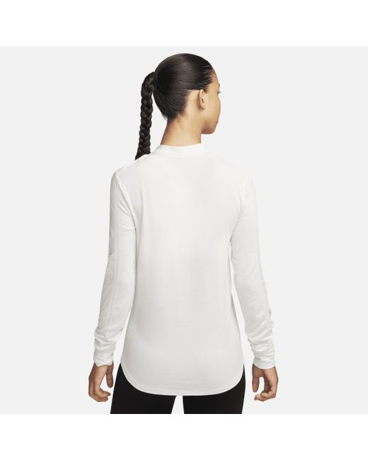 Nike White Swift Dri-fit Mock-neck Long-sleeve Running Top Nylon