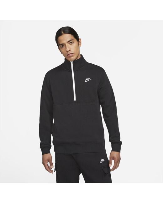 Nike Fleece Sportswear Club Brushed-back 1/2-zip Pullover in Black for Men  | Lyst Australia