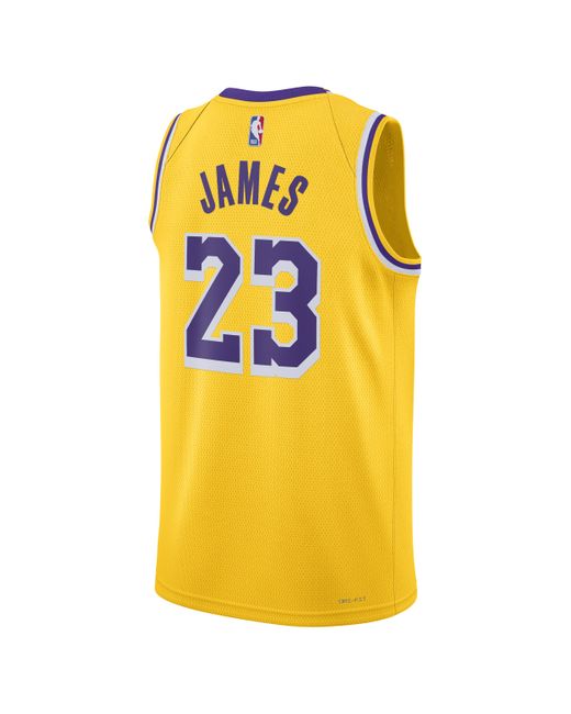 Nike Yellow Los Angeles Lakers Icon Edition 2022/23 Dri-fit Nba Swingman Jersey for men