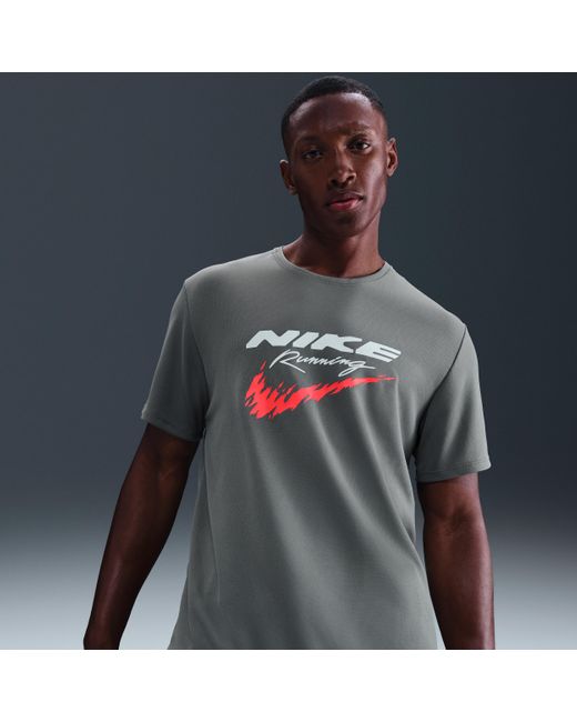 Nike Gray Miler Dri-Fit Uv Running Top for men