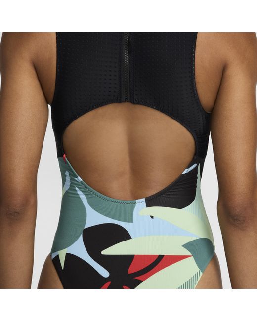 Nike Green Swim Keyhole Back One-piece Swimsuit