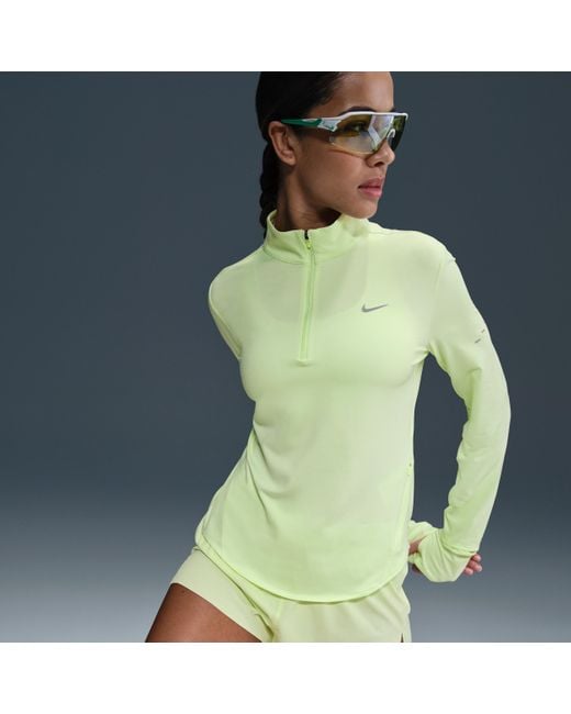 Nike Green Swift Dri-Fit Uv 1/4-Zip Running Top