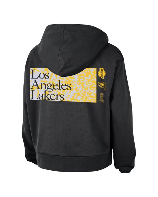 Nike Black Los Angeles Lakers Standard Issue Dri-fit Nba Pullover Hoodie Cotton