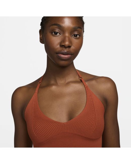 Nike Brown Sportswear Chill Knit Light-support Non-padded Ribbed Bra