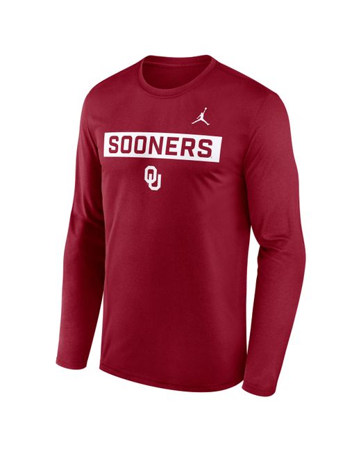 Nike Red Oklahoma Primetime Legend 2-Hit Brand Dri-Fit College Long-Sleeve T-Shirt for men