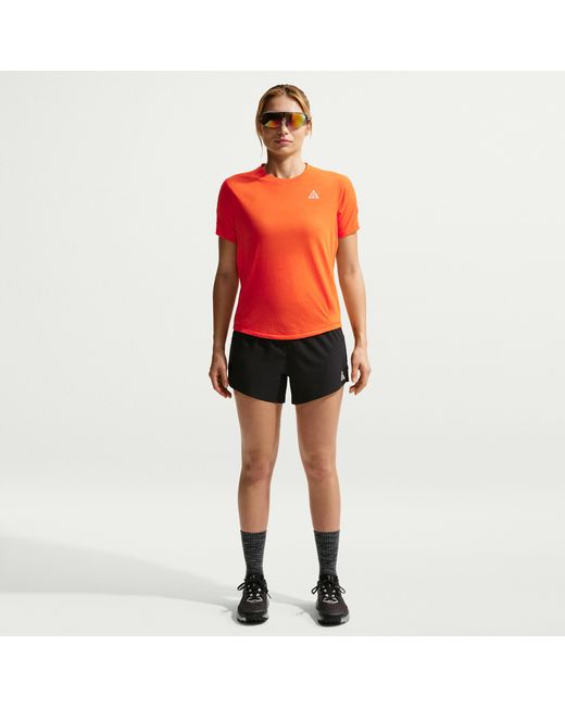 Nike Acg Dri-Fit Short-Sleeve Trail Running Top in Red | Lyst