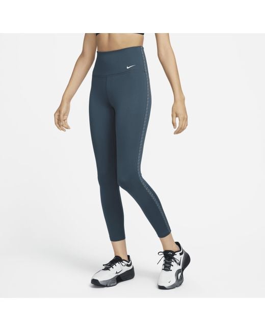 Nike One Therma-fit High-waisted 7/8 leggings 50% Recycled Polyester in  Blue