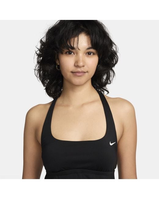 Nike Black Swim Essential Square-neck Tankini Top