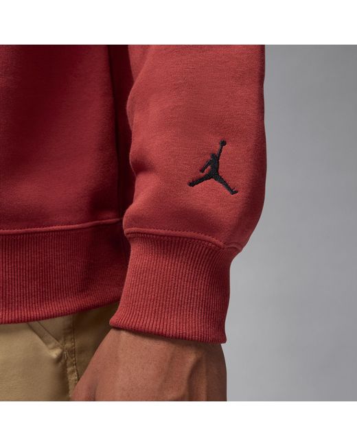 Nike Red Brooklyn Fleece Crew-Neck Sweatshirt for men
