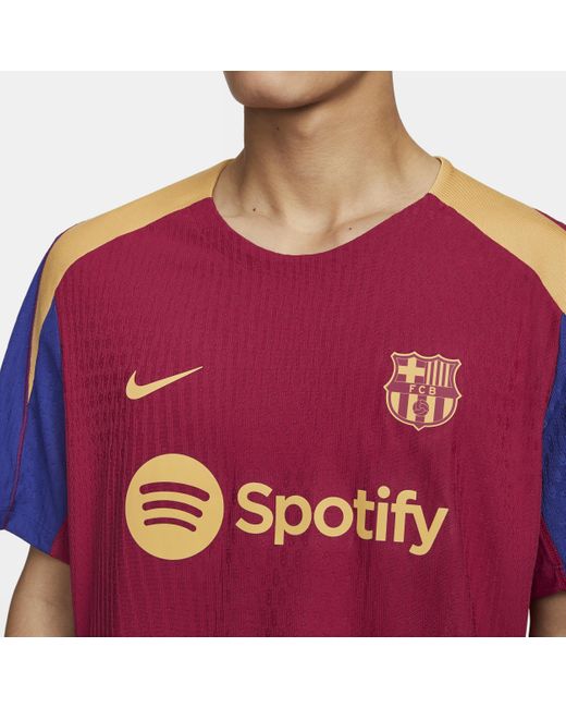 Nike Red Fc Barcelona Strike Elite Dri-fit Adv Soccer Short-sleeve Top for men