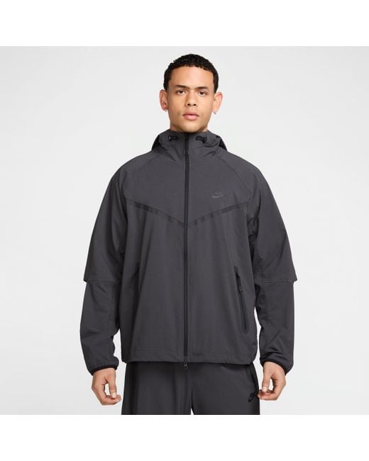 Nike Tech Geweven Windrunner Herenjack Met Rits Over De Hele Lengte in het Gray voor heren