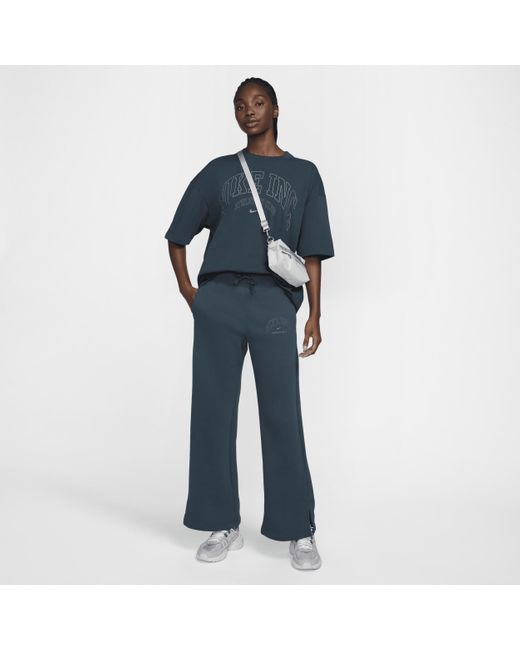 Nike Blue Sportswear Phoenix Fleece High-waisted Wide-leg Sweatpants