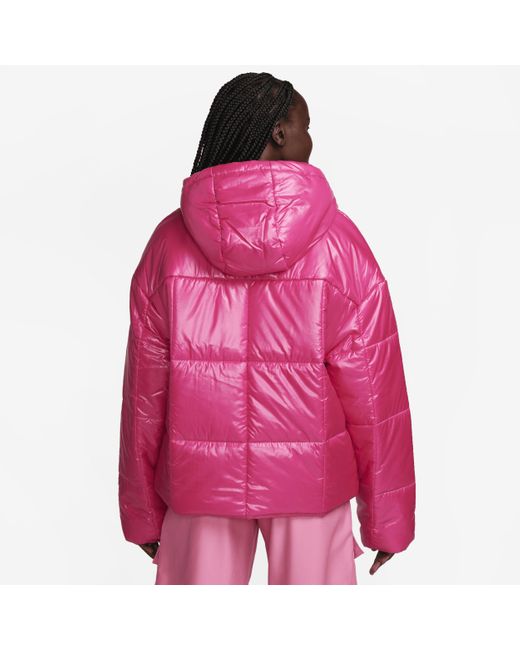 Nike Pink Sportswear Classic Puffer Shine Therma-fit Loose Jacket Polyester