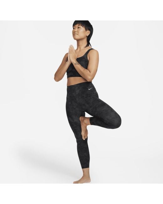Nike Black Zenvy Tie-dye Gentle-support High-waisted 7/8 Leggings