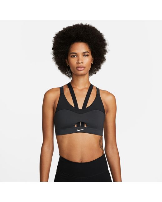 Nike Indy Light-support Padded Strappy Cutout Sports Bra in Black