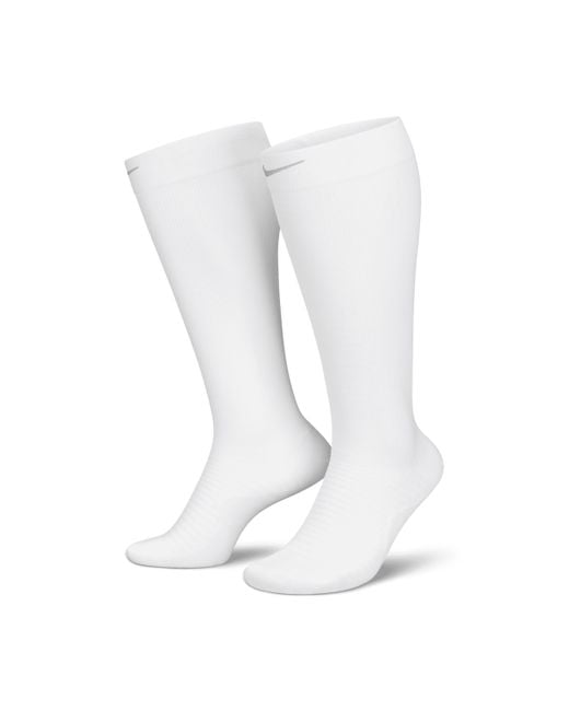Nike White Spark Lightweight Over-the-calf Compression Running Socks Nylon