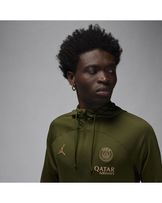 Tuta da calcio con cappuccio jordan dri-fit paris saint-germain strike da uomo di Nike in Green da Uomo