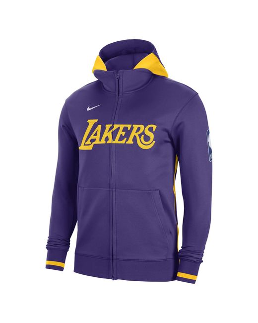 Nike Synthetic Los Angeles Lakers Showtime Dri-fit Nba Full-zip Hoodie ...