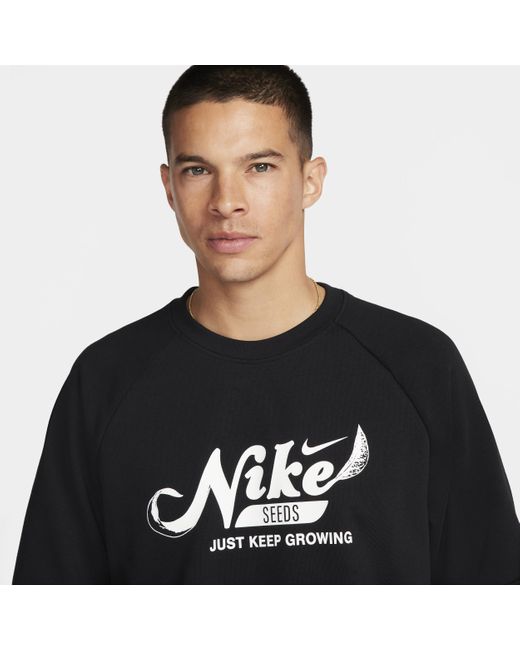 Nike Black Dri-fit Fleece Fitness Crew-neck Top for men