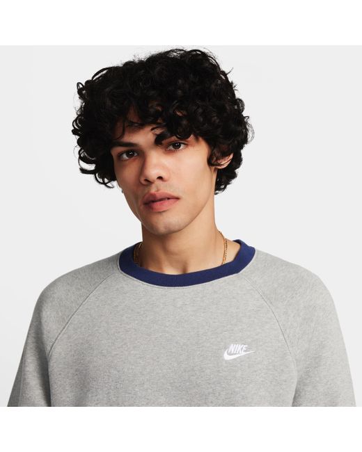 Nike Gray Club Fleece Long-sleeve Raglan Crew Polyester for men