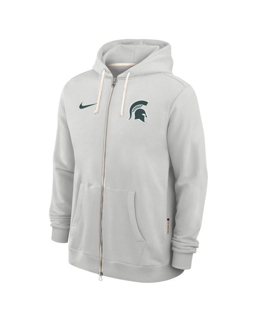 Nike Gray Michigan State Sideline Dri-Fit College Full-Zip Hoodie for men