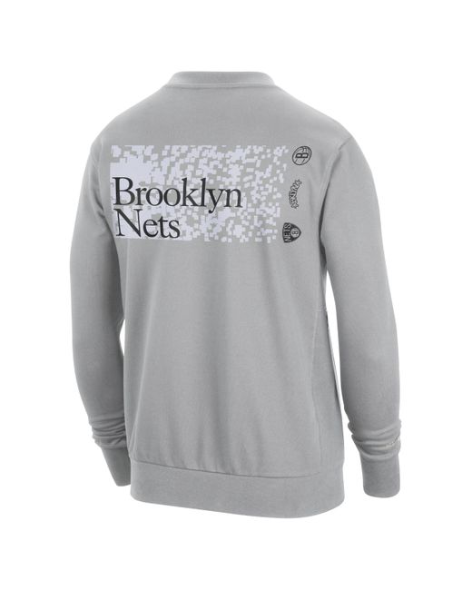 Nike Brooklyn Nets Standard Issue Nba-sweatshirt Met Ronde Hals En Dri-fit in het Gray voor heren