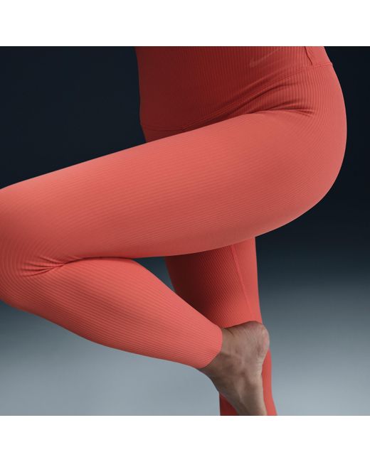 Nike Blue Zenvy Rib Gentle-Support High-Waisted 7/8 Leggings