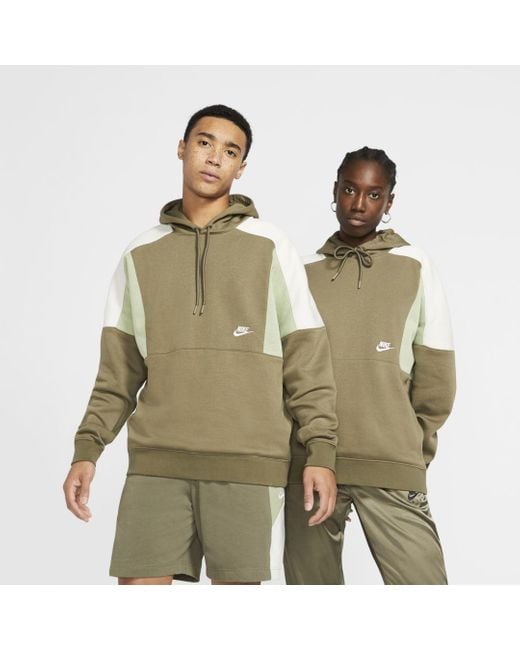 Nike Green Sportswear Color-block Pullover Hoodie for men