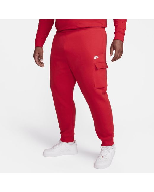Nike Red Sportswear Club Fleece Cargo Pants for men