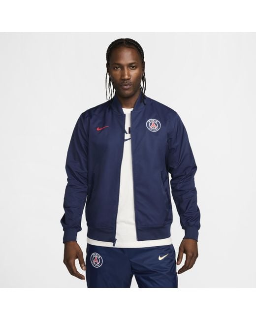 Nike Blue Paris Saint-Germain Sport Essentials ' Football Woven Unlined Bomber Jacket for men