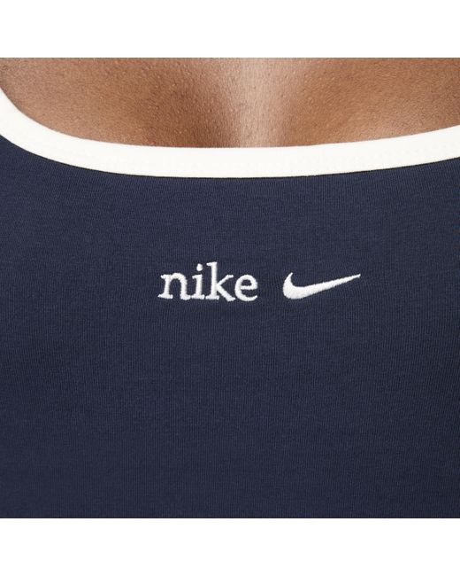 Nike Blue Sportswear Square-neck Cropped T-shirt Polyester