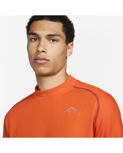 Nike Orange Trail Dri-fit Long-sleeve Running Top 50% Recycled Polyester for men