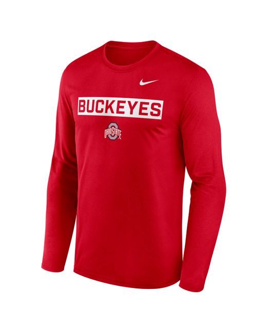 Nike Red Ohio State Primetime Legend 2-Hit Dri-Fit College Long-Sleeve T-Shirt for men