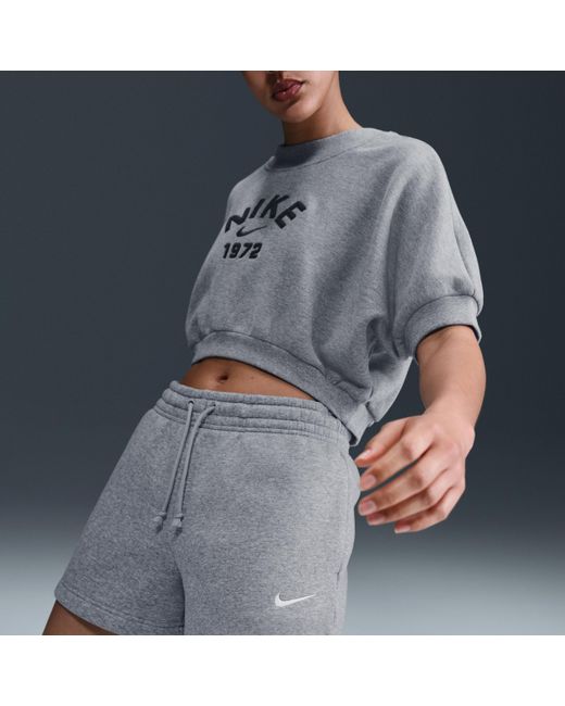 Nike Blue Sportswear Phoenix Fleece Mid-Rise 4" Shorts